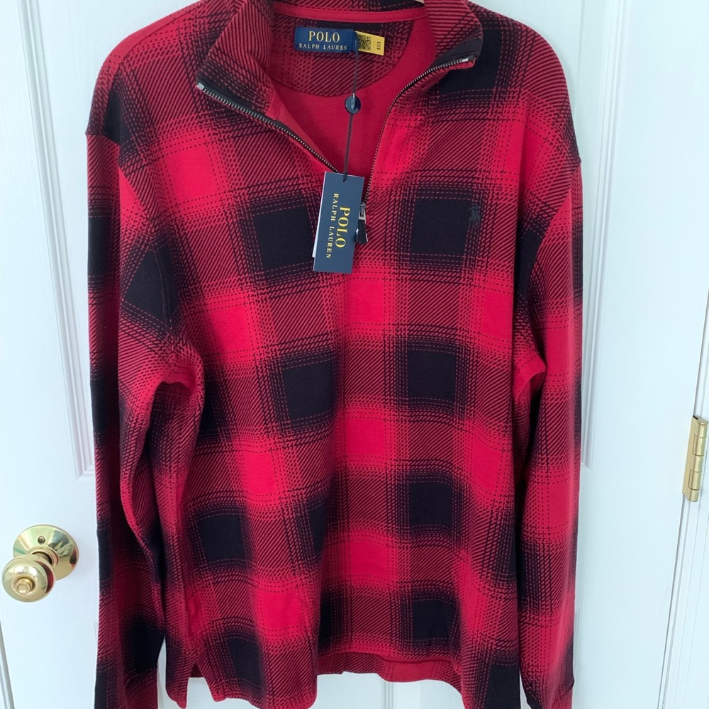 Mens checked Buffalo plaid cotton pullover size medium